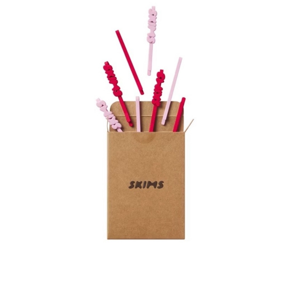 SKIMS Pink and Red Hair Clips